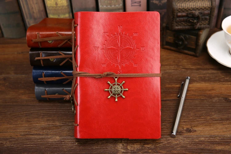 Retro Spiral Vintage Pirate Anchors Leather Note Book