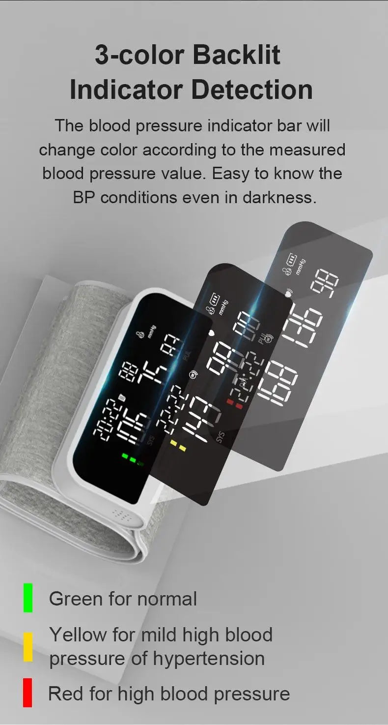 Rechargeable Upper Arm Monitor | 3-Color LCD | English Voice Guidance