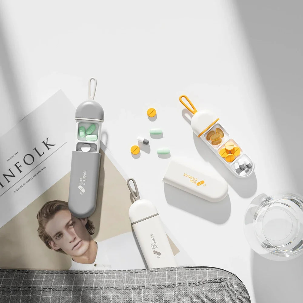 Colorful Travel Pill Box - 3-Compartment Portable Medicine Case