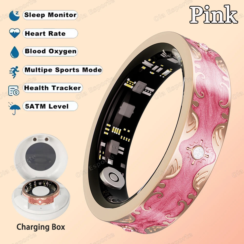 Smart Ring | Multicolor Diamond Design | Heart Rate, BP & Sleep Monitor