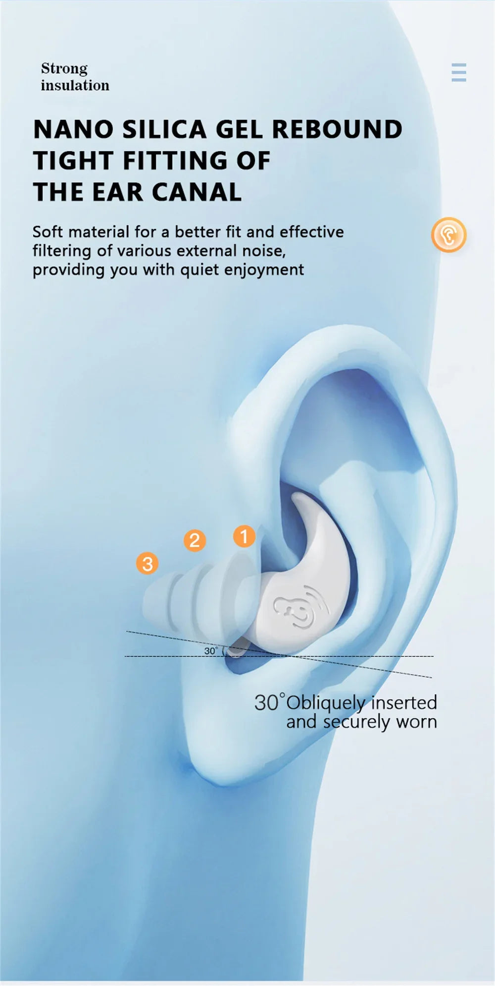 Anti Noise Silicone Waterproof Ear Plugs
