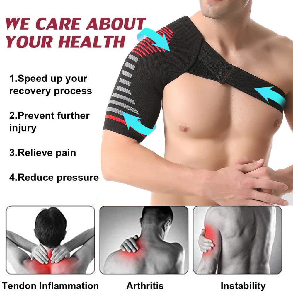 Professional Shoulder Brace - Support and Compression Sleeve, AC Joint - Arm Immobilizer Wrap, Stability Strap - for Men & Women