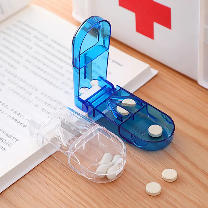 Portable Pill Cutter Box - Medicine Organizer with Tablet Splitter