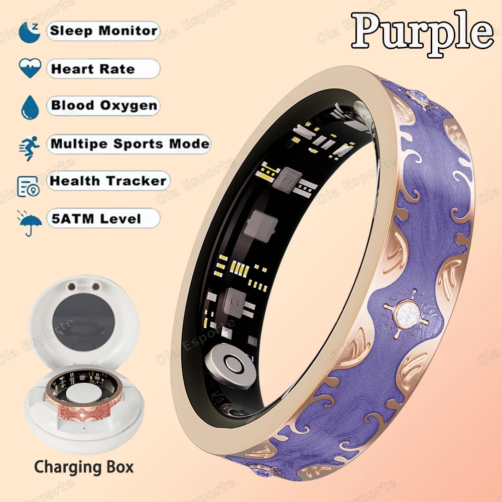 Smart Ring | Multicolor Diamond Design | Heart Rate, BP & Sleep Monitor