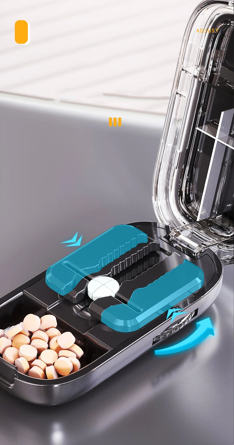 Newest Quartering Pill Cutter Storage Box Portable Drug Tablet Medicine Dustproof Divider Organizer Crusher Pill Cutter