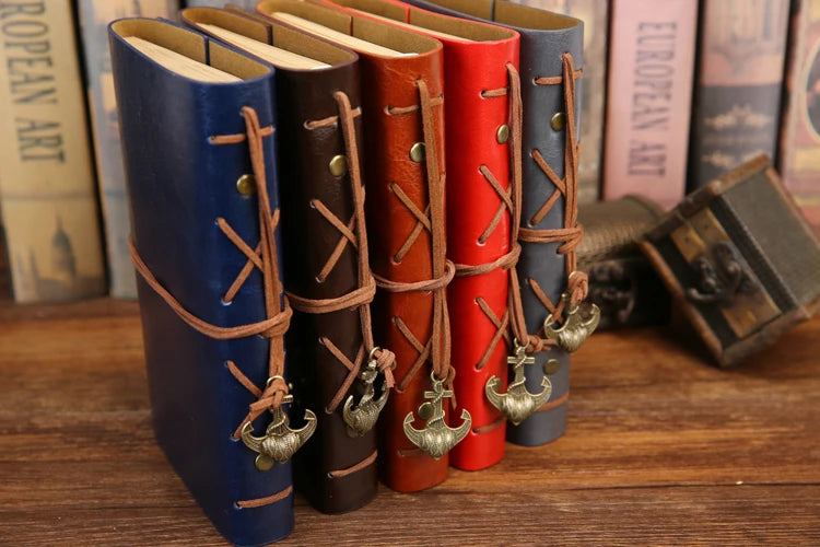 Retro Spiral Vintage Pirate Anchors Leather Note Book