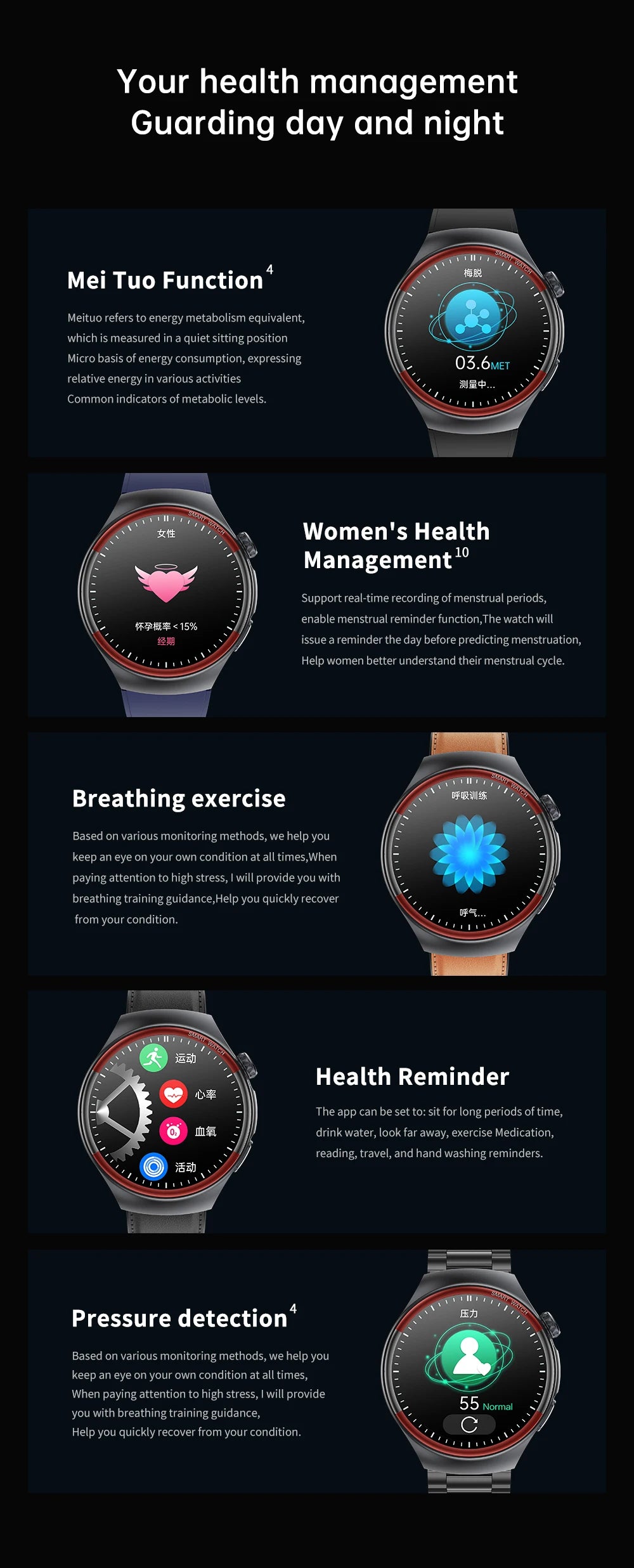 Medical-Grade Smart Watch | Blood Pressure, Heart Rate & Pulse Monitor | Nursing & Healthcare