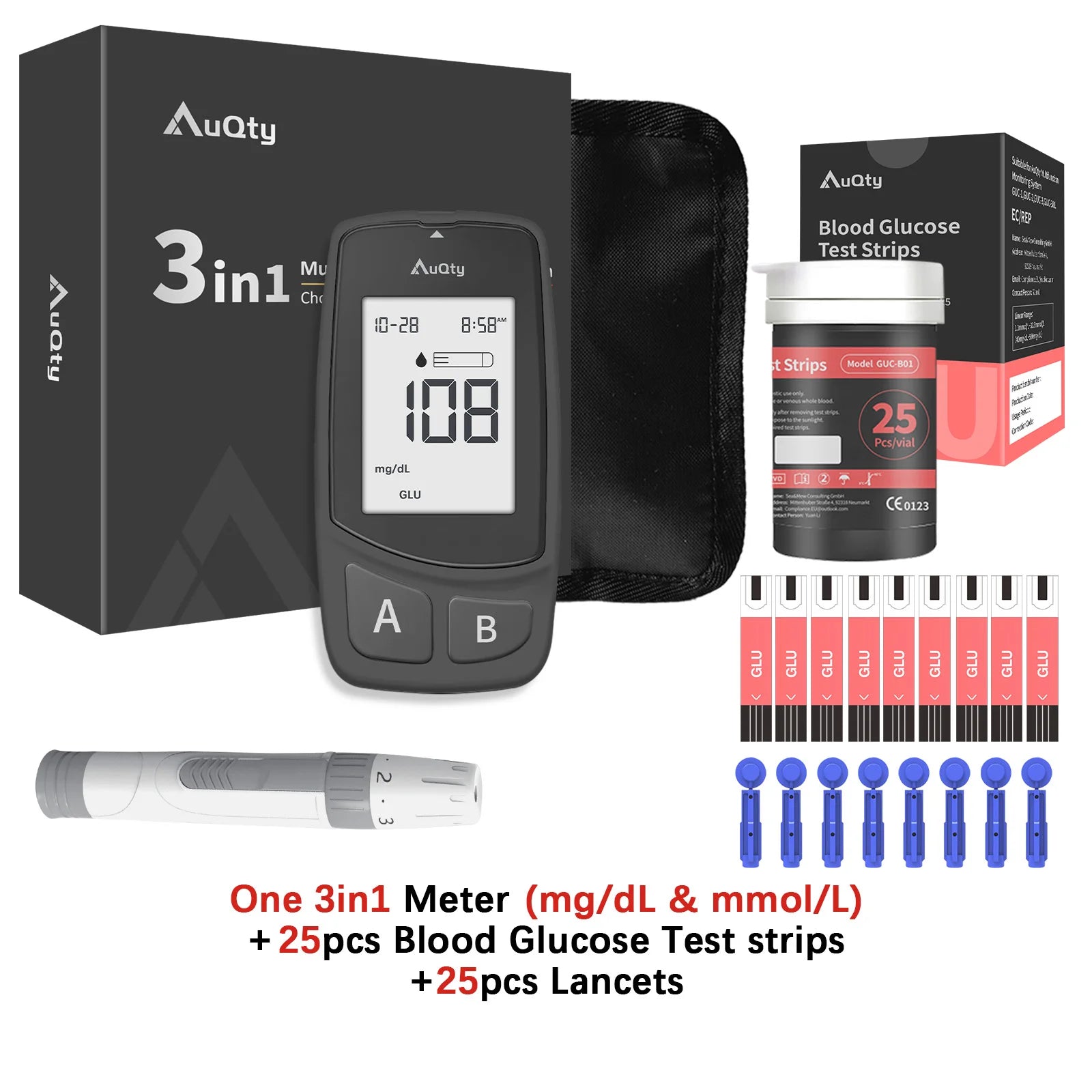 3in1 Multifunction Cholesterol Uric Acid Glucometer Kit