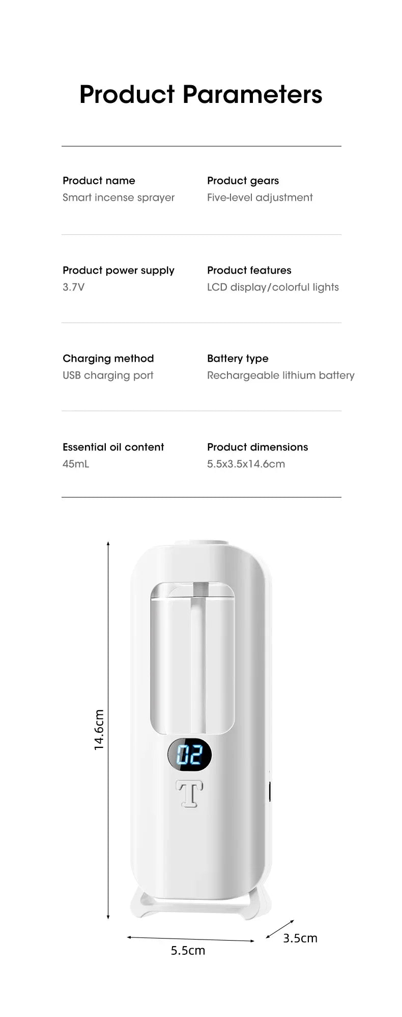 Rechargeable Aromatic Diffuser with 5 Modes