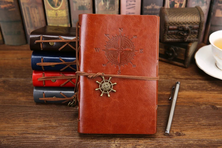 Retro Spiral Vintage Pirate Anchors Leather Note Book