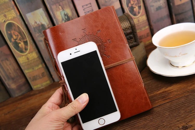 Retro Spiral Vintage Pirate Anchors Leather Note Book