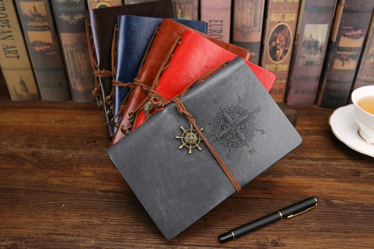 Retro Spiral Vintage Pirate Anchors Leather Note Book