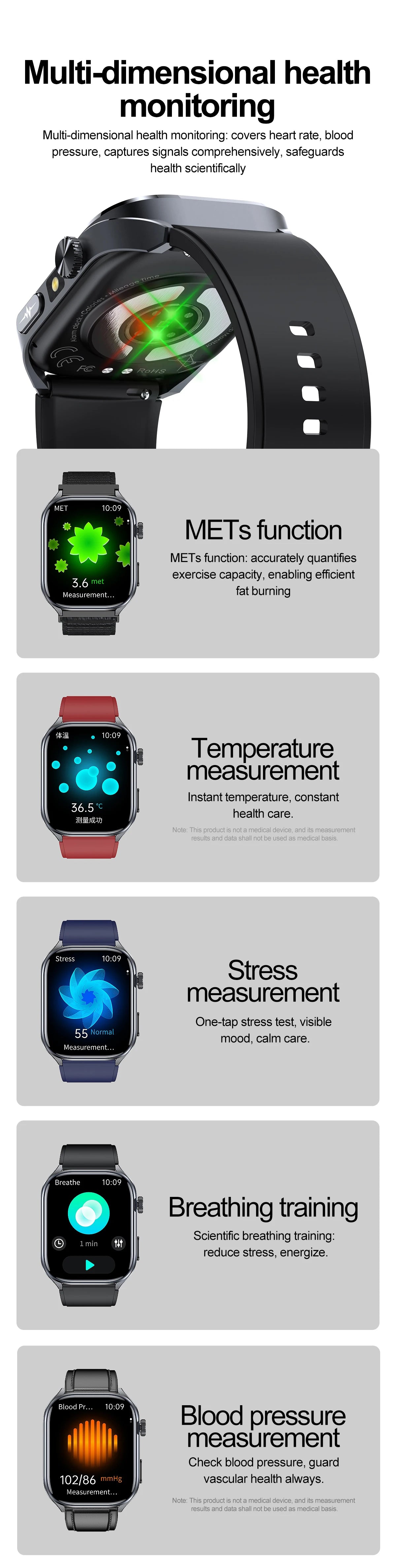 2025 Advanced Health Smart Watch for Men | ECG, Blood Pressure, Blood Oxygen