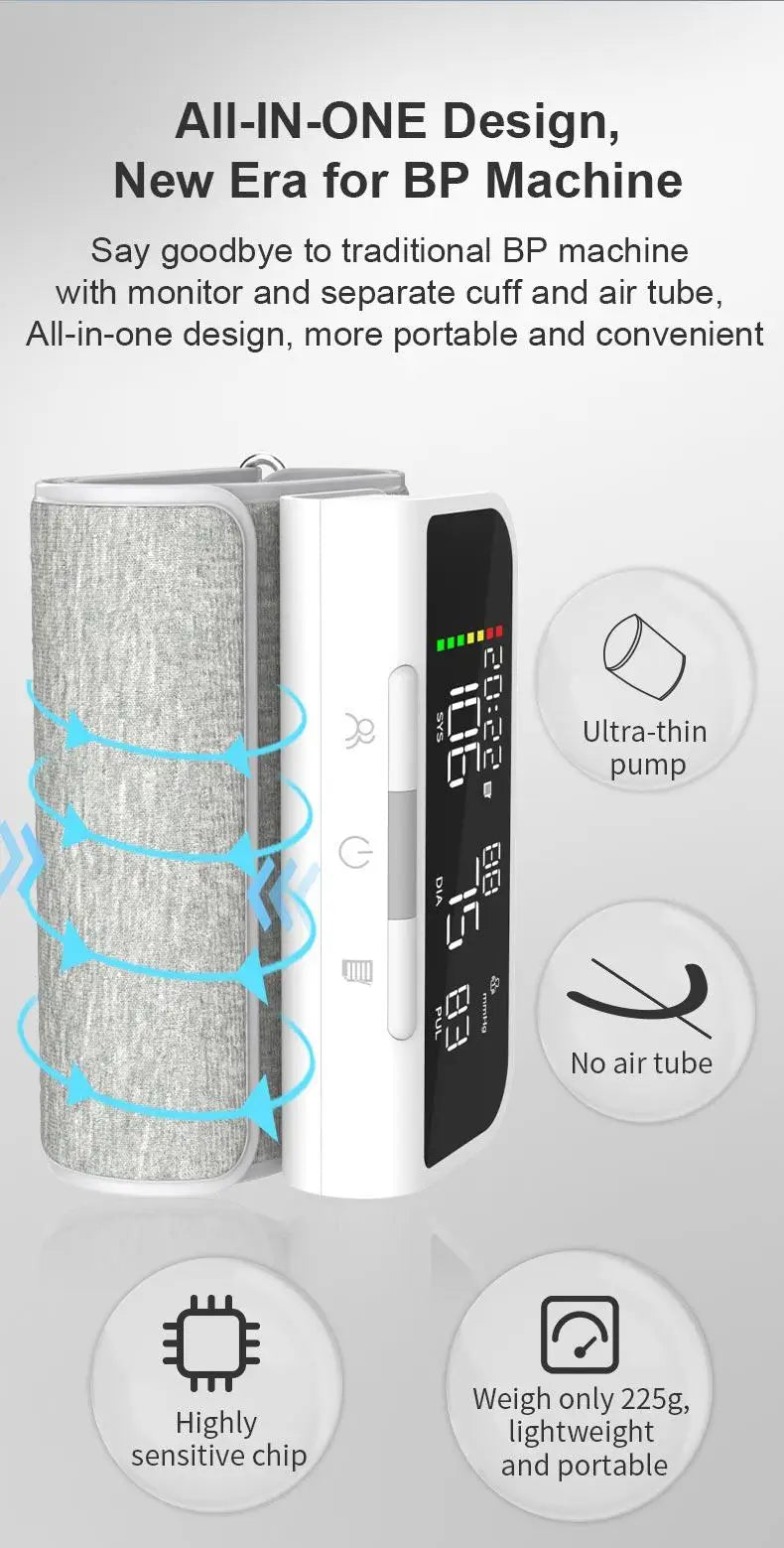 Rechargeable Upper Arm Monitor | 3-Color LCD | English Voice Guidance