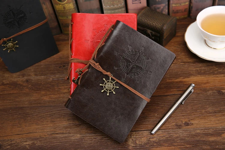 Retro Spiral Vintage Pirate Anchors Leather Note Book