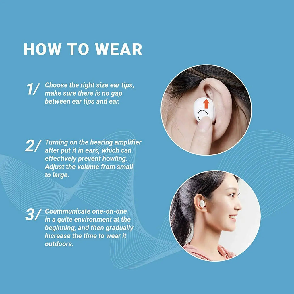 JINGHAO Rechargeable Hearing Aids Digital Hearing Amplifier In Ear Enhancer Voice Hearing Loss for Eldly White