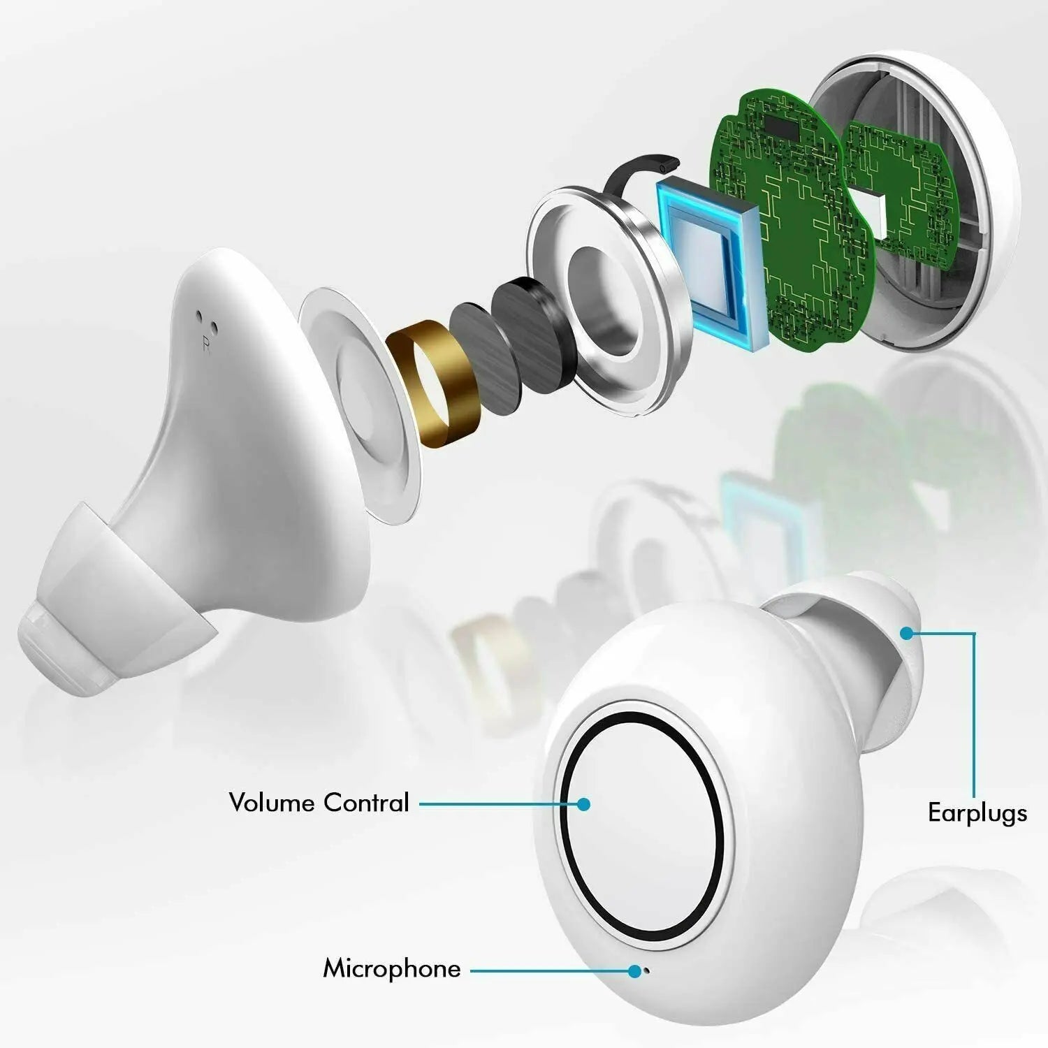JINGHAO Rechargeable Hearing Aids Digital Hearing Amplifier In Ear Enhancer Voice Hearing Loss for Eldly White