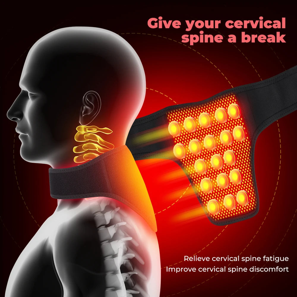 13/19pcs Magnetic Self-heating Neck Brace Tourmaline Infrared Therapy Pain Relief Cervical Protection Neck Support Belt Neck