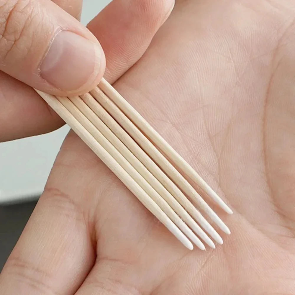 100/300/500 Nails Wooden Tip Cotton Stick Buds Disposable Ultra-Detail Corrector Nail Polish Remover Clean Sticks Manicure Tools