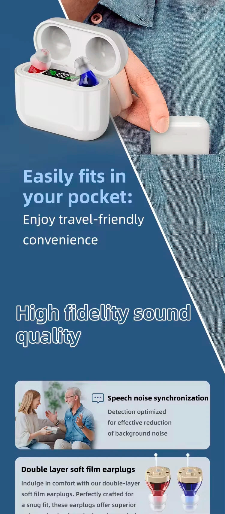 New Arrival CIC Hearing Aid Device For Seniors Rechargeable Wireless Hearing Aid Cheap Amplifier OTC hearing aids