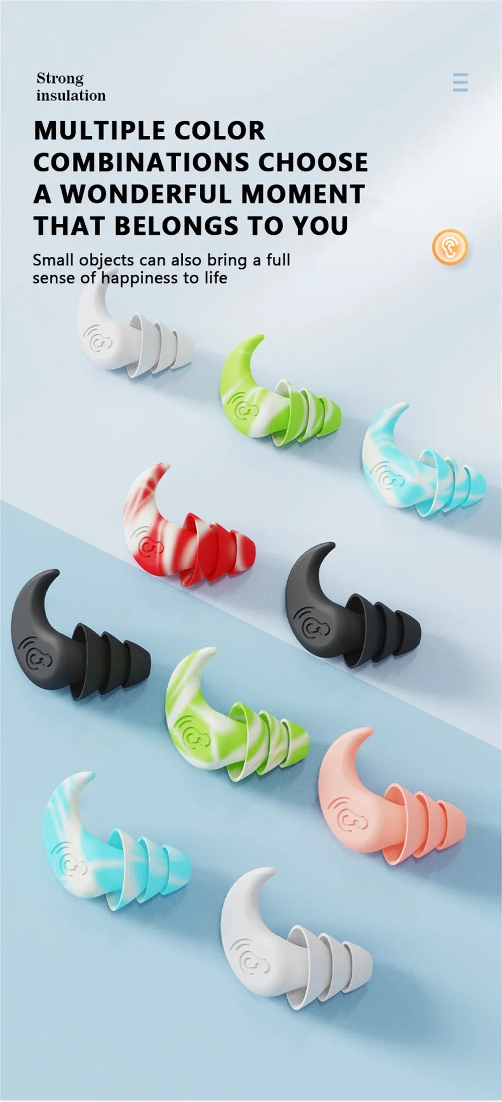 Anti Noise Silicone Waterproof Ear Plugs