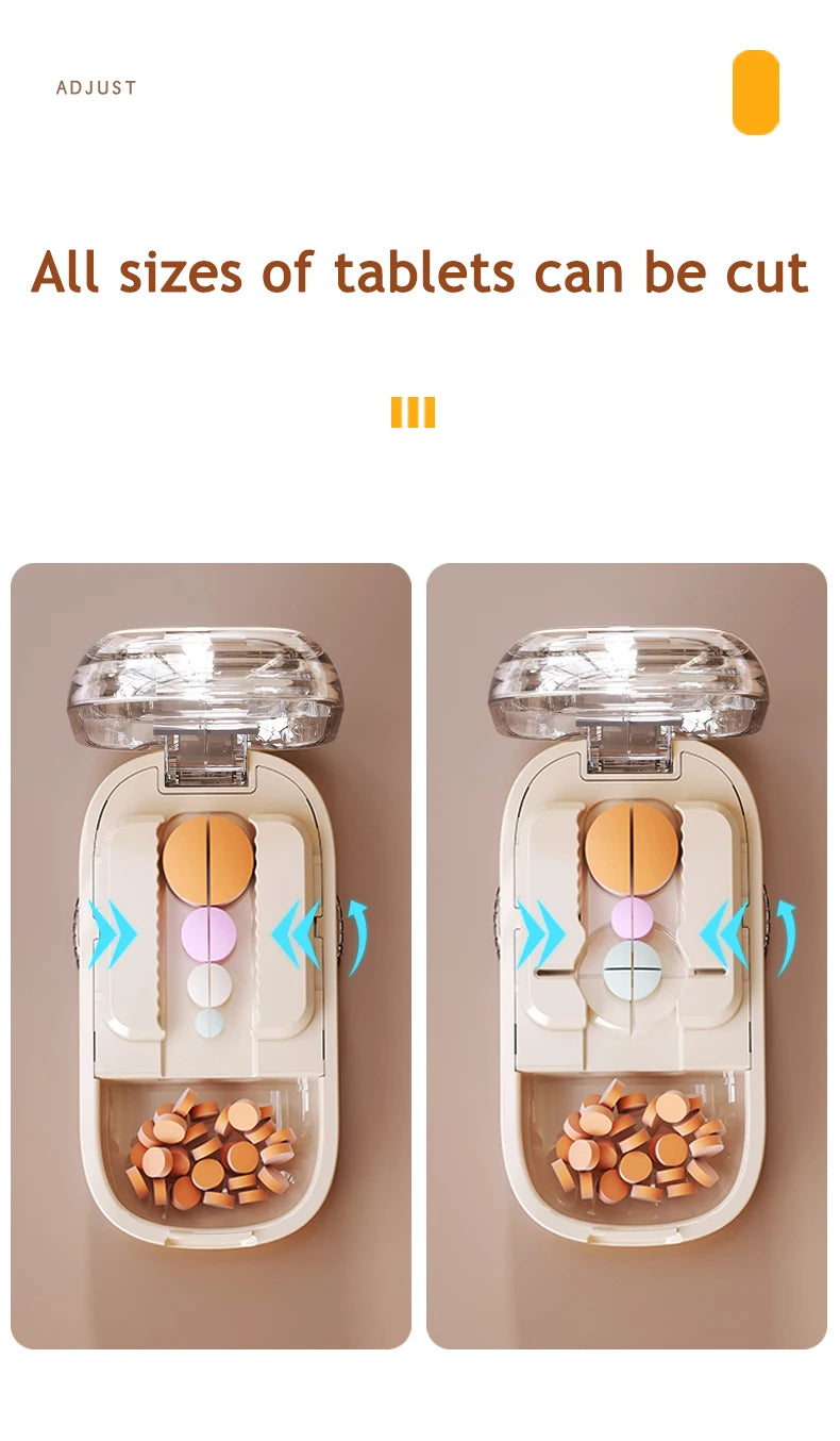 Newest Quartering Pill Cutter Storage Box Portable Drug Tablet Medicine Dustproof Divider Organizer Crusher Pill Cutter