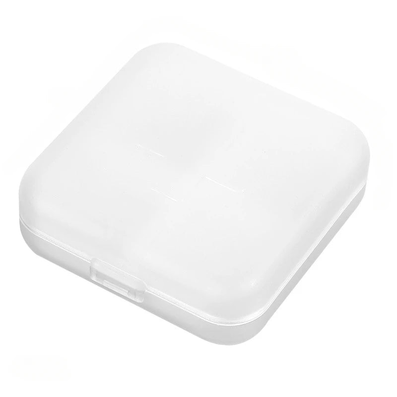 4Grids Cross Print Pill Box Portable Mini Plastic Pill Storage Pure Color Pocket Medicine Box Outdoor Home Pill Case