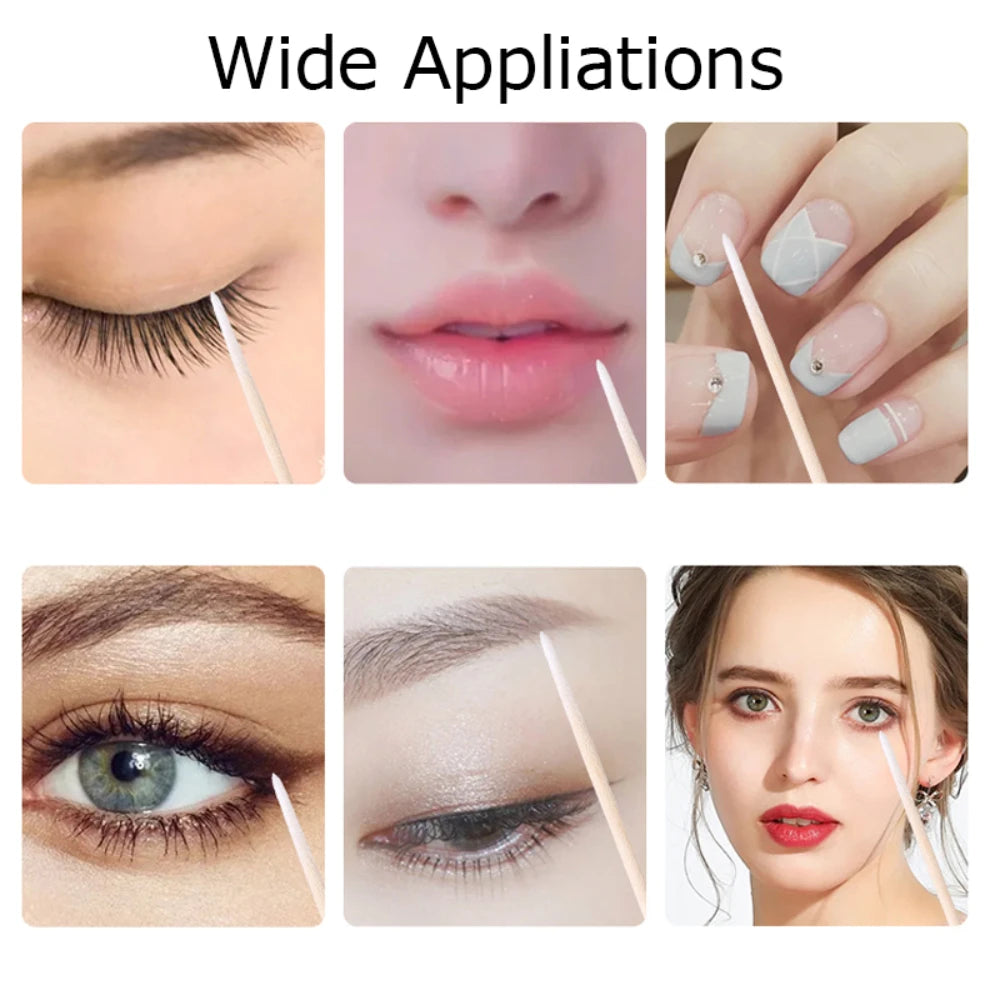 100/300/500 Nails Wooden Tip Cotton Stick Buds Disposable Ultra-Detail Corrector Nail Polish Remover Clean Sticks Manicure Tools
