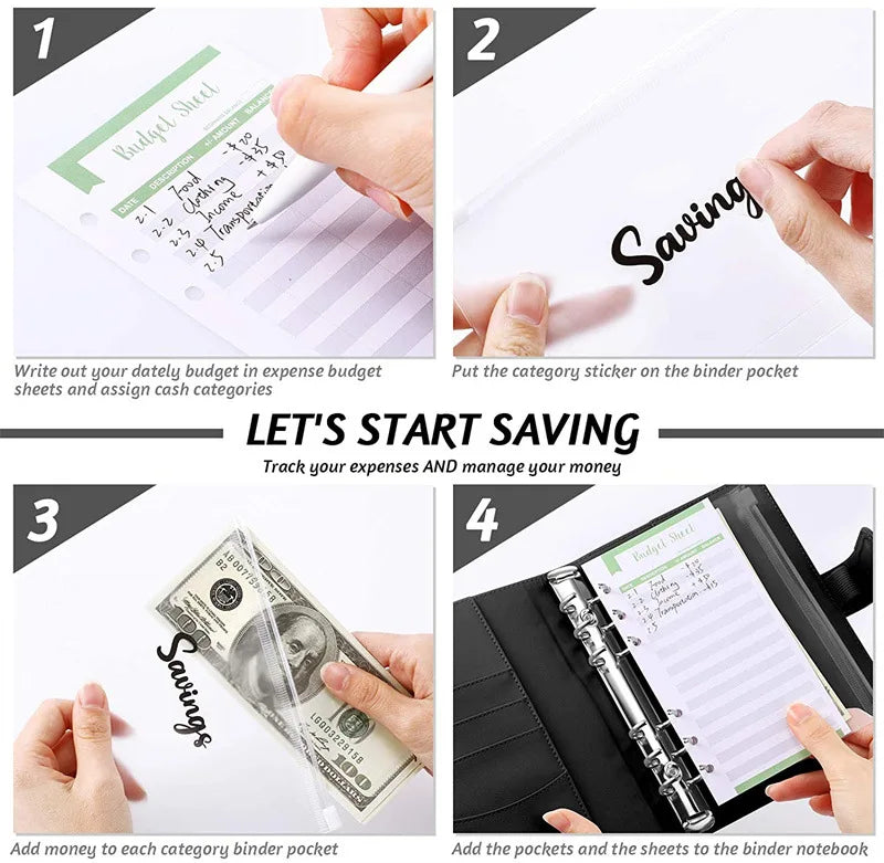 A6 Leather Budget Binder Notebook