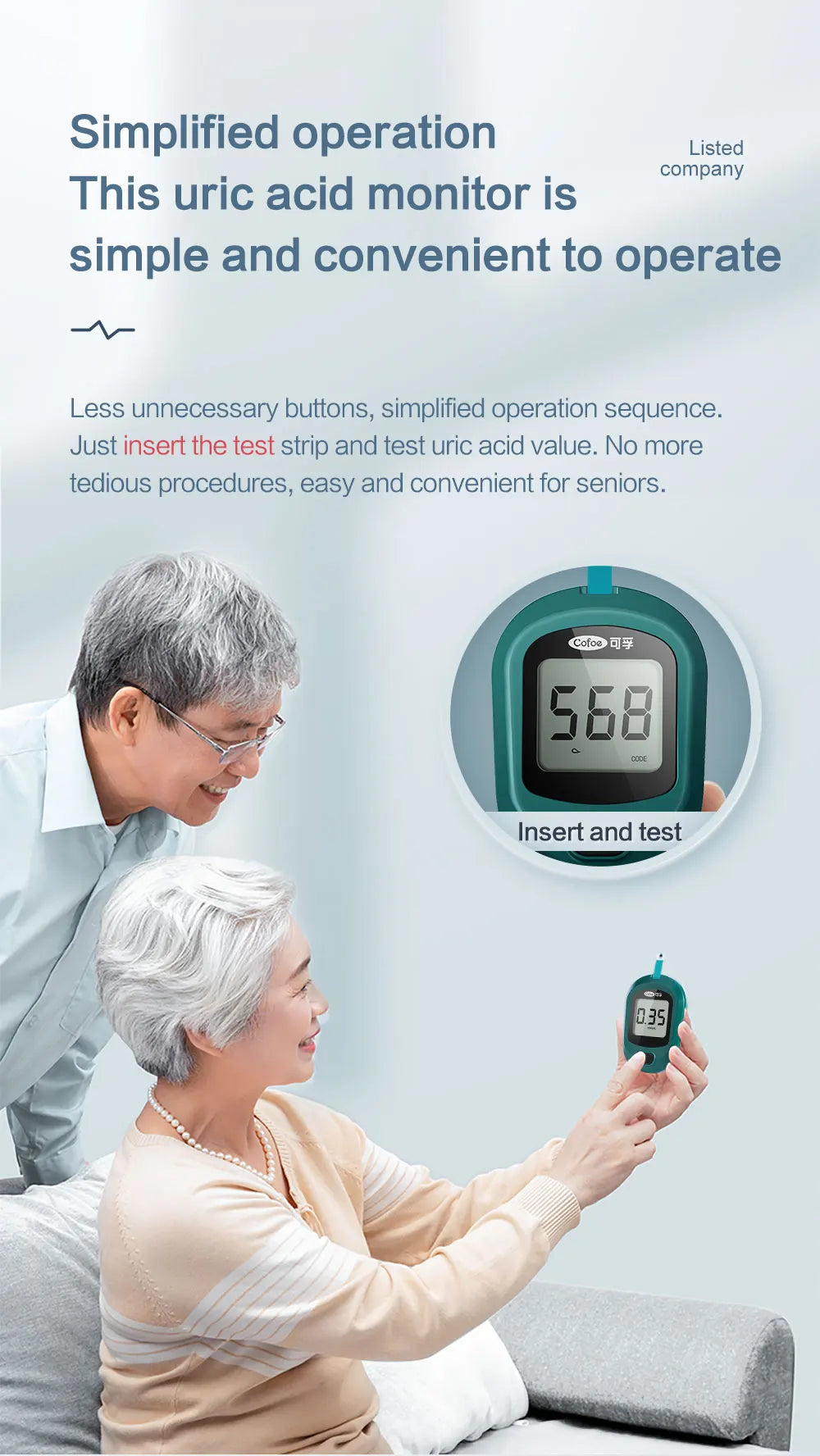 Cofoe Uric Acid Monitor  With Test Strips