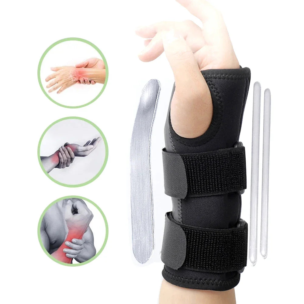 1Pcs Wrist Brace Carpal Tunnel, Adjustbale Wrist Support and Metal Splint Stabilizer, Night Sleeep Hand Brace for Pain Relief