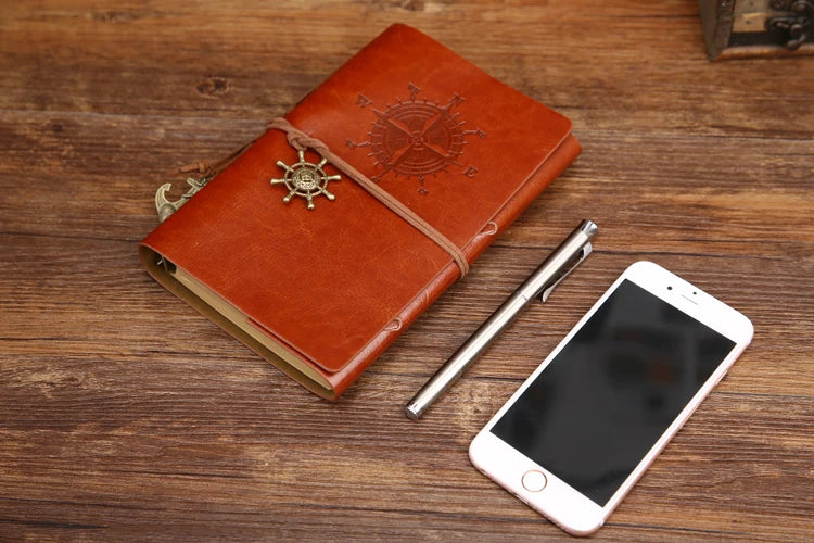 Retro Spiral Vintage Pirate Anchors Leather Note Book