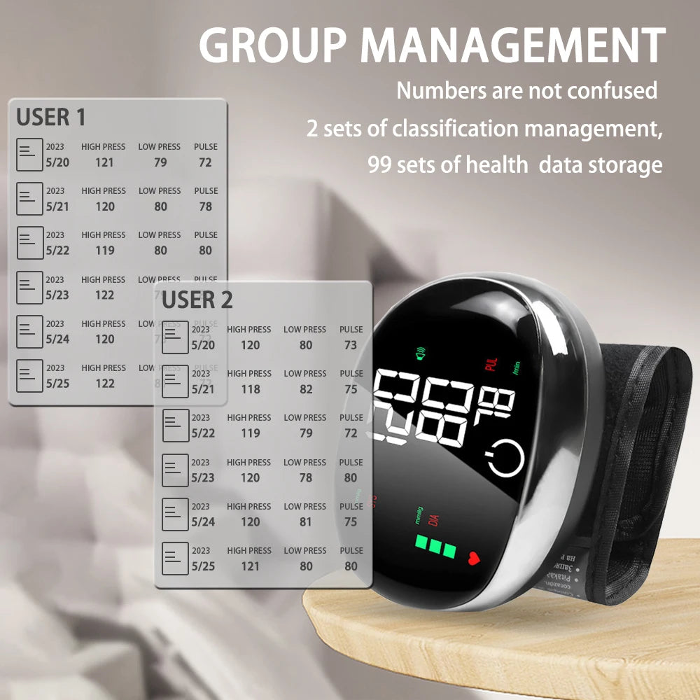 Automatic Wrist BP Monitor with Voice Readout | LCD Smart Touch