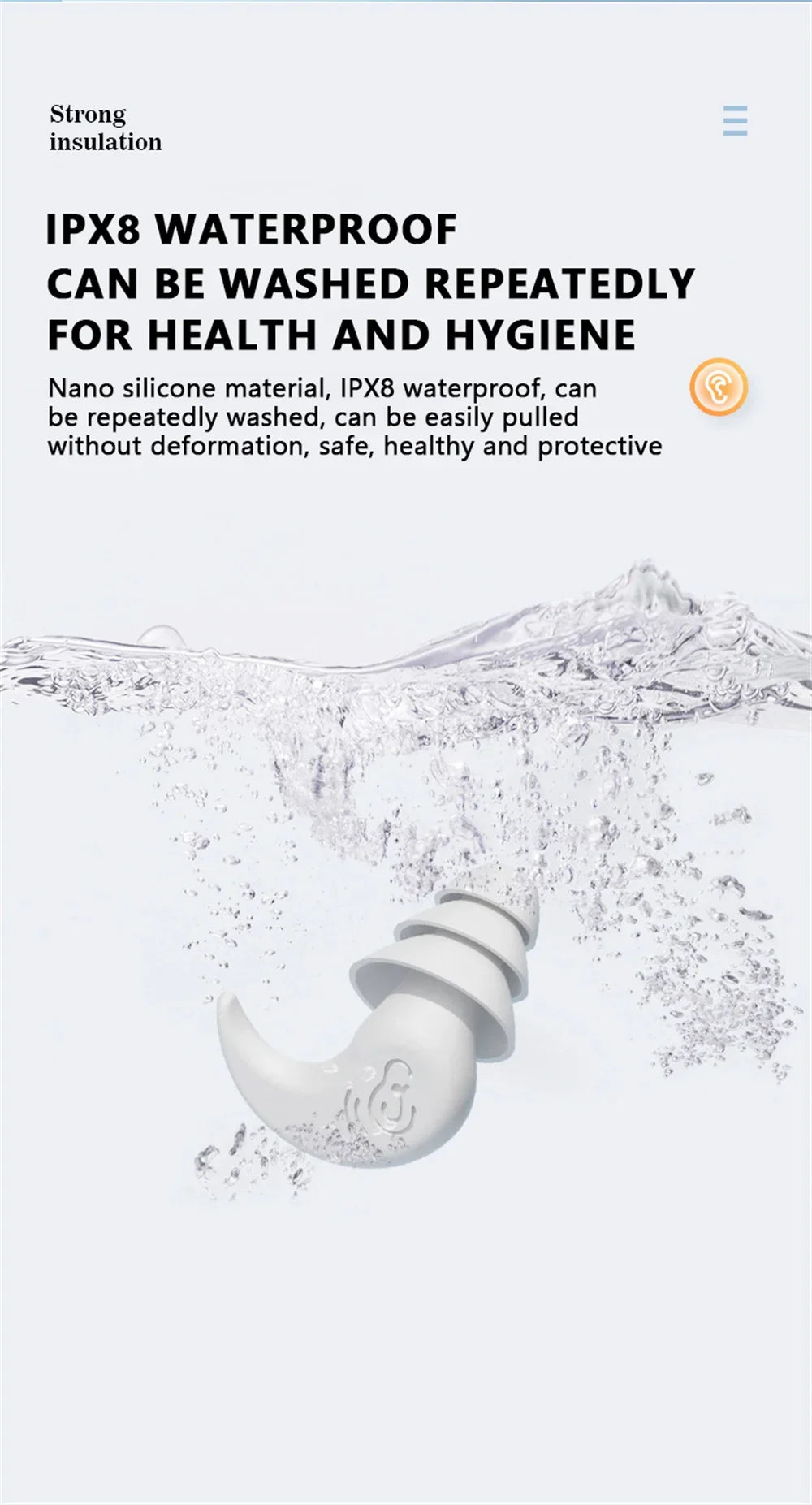 Anti Noise Silicone Waterproof Ear Plugs