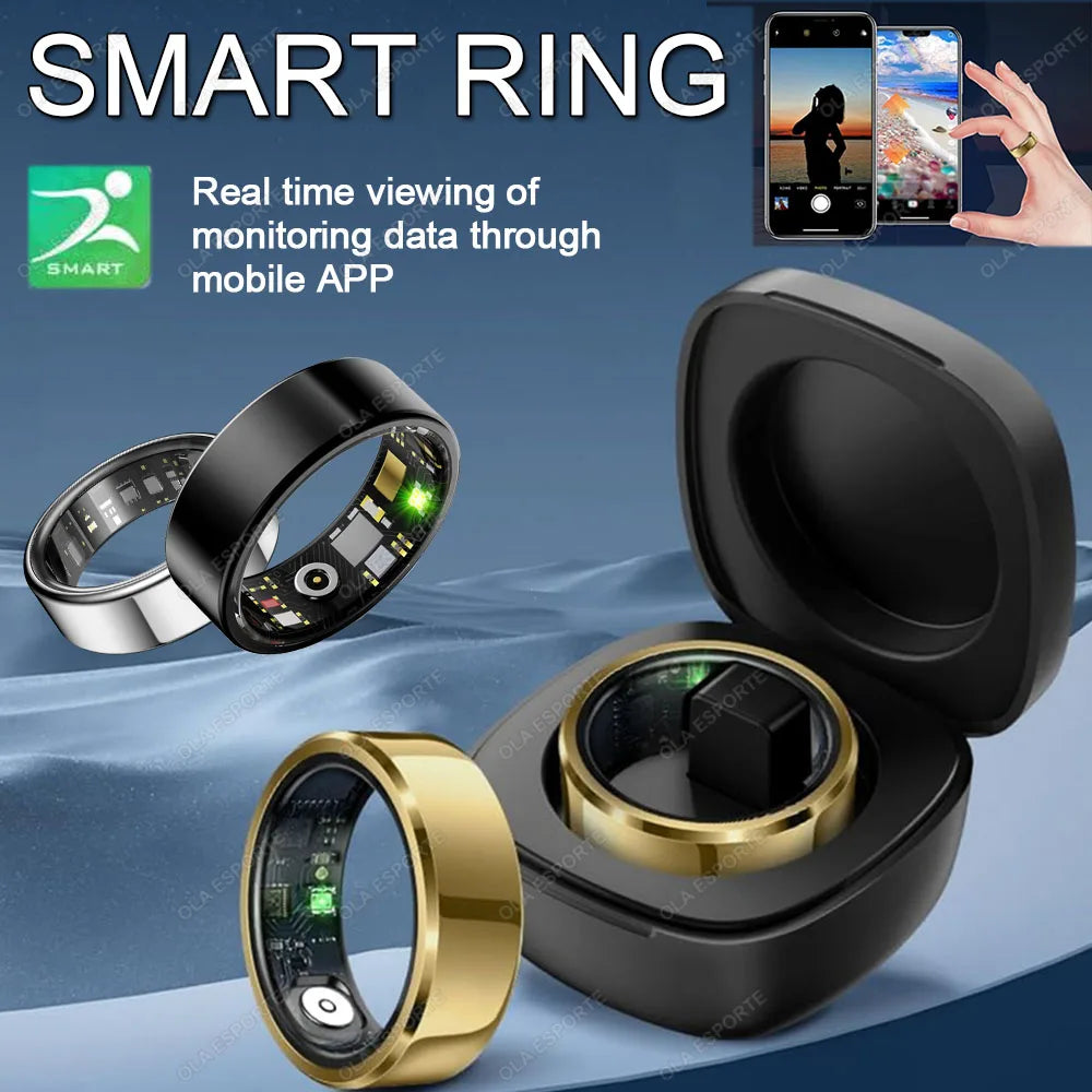 2025 Premium Smart Ring | IP68 Waterproof | Blood Pressure, Heart Rate & Sleep Tracking