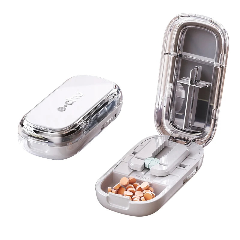 Newest Quartering Pill Cutter Storage Box Portable Drug Tablet Medicine Dustproof Divider Organizer Crusher Pill Cutter