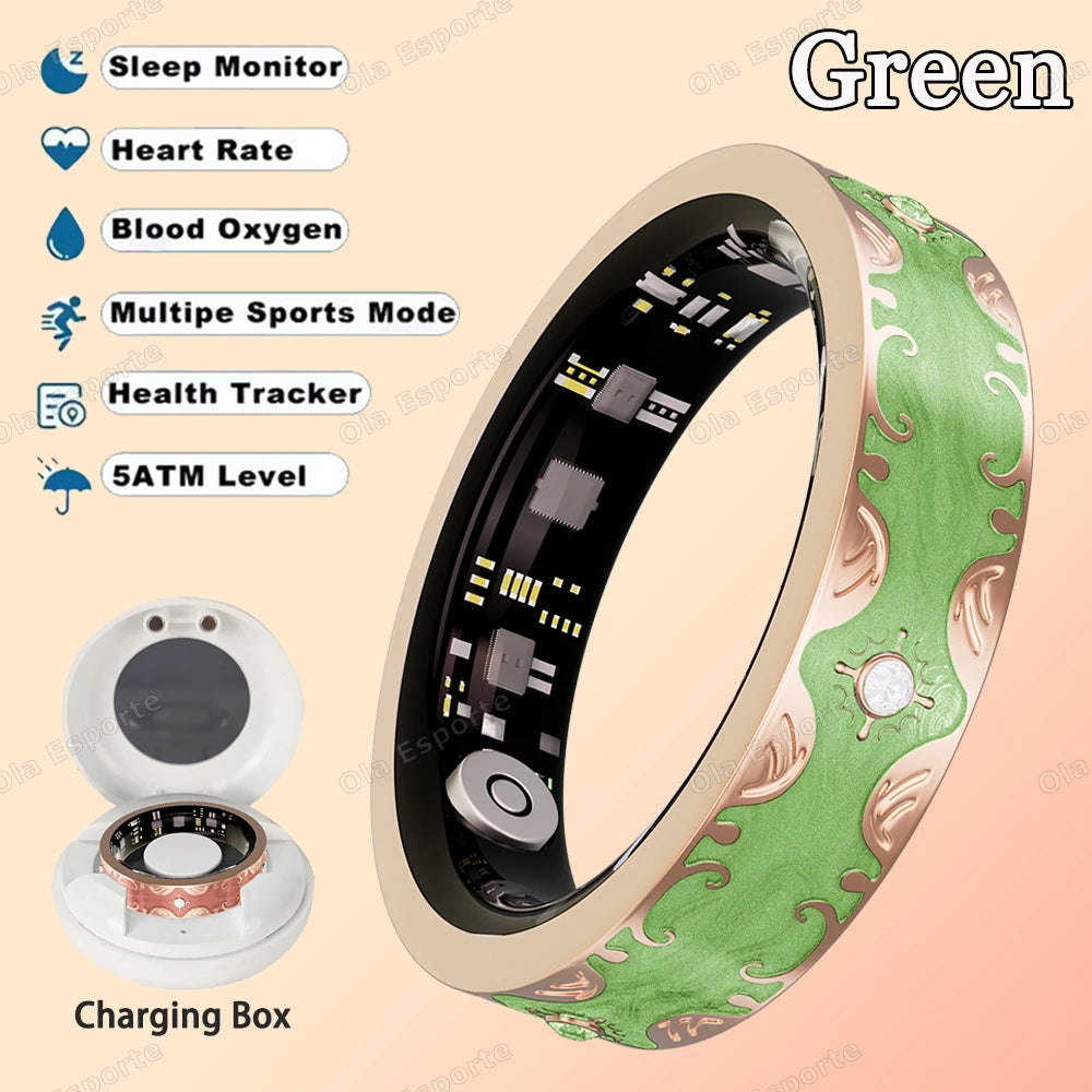 Smart Ring | Multicolor Diamond Design | Heart Rate, BP & Sleep Monitor