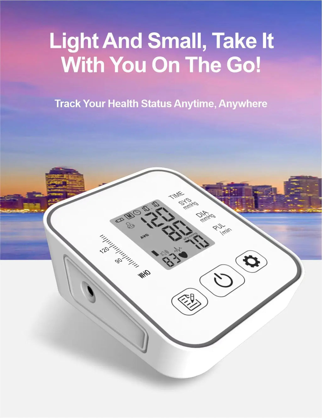 Rechargeable Upper Arm BP Monitor with Voice & Tri-Color LCD Display