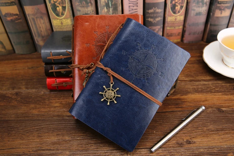Retro Spiral Vintage Pirate Anchors Leather Note Book