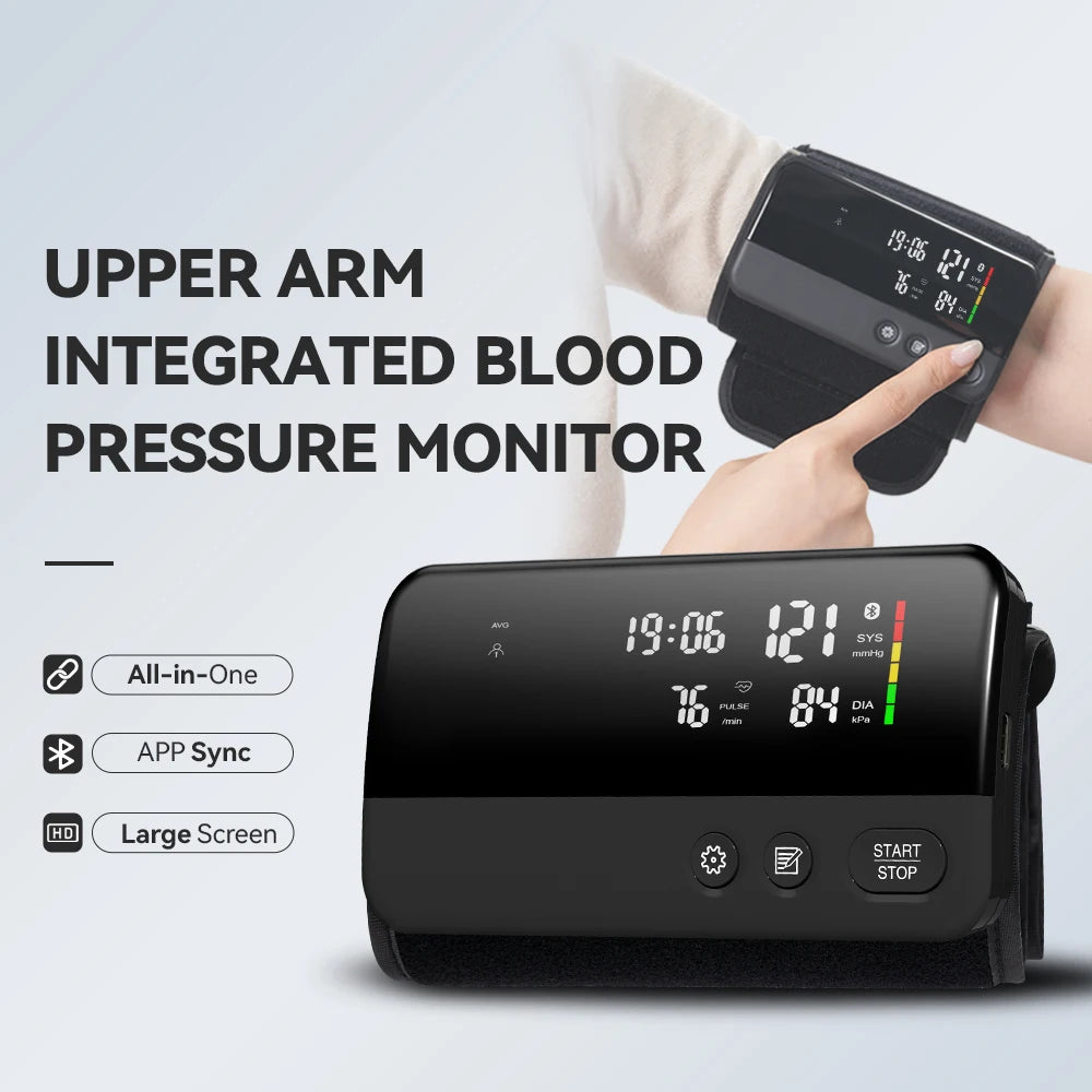 Full Upper Arm Blood Pressure Monitor Rechargeable Digital Three Color LCD large Screen Blood Pressure Monitor With Voice
