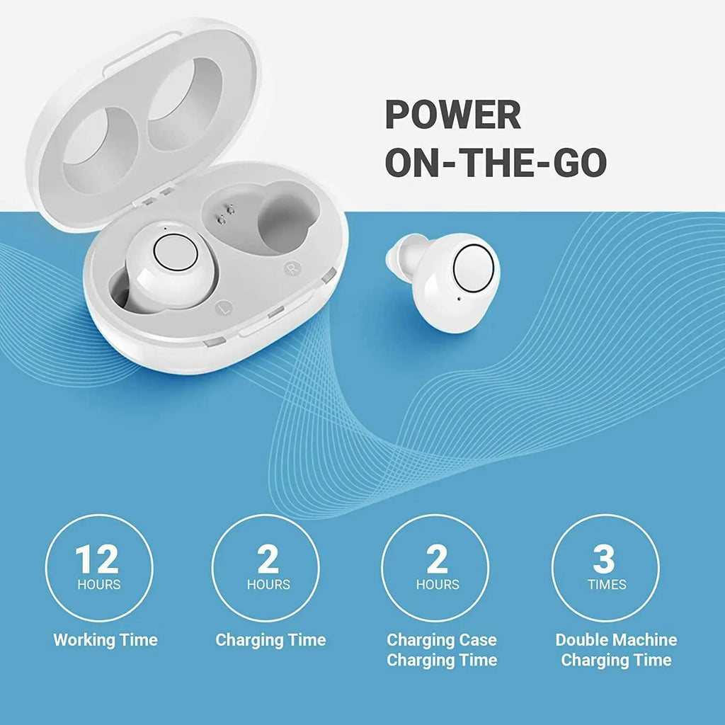 JINGHAO Rechargeable Hearing Aids Digital Hearing Amplifier In Ear Enhancer Voice Hearing Loss for Eldly White