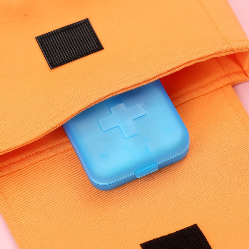 4Grids Cross Print Pill Box Portable Mini Plastic Pill Storage Pure Color Pocket Medicine Box Outdoor Home Pill Case