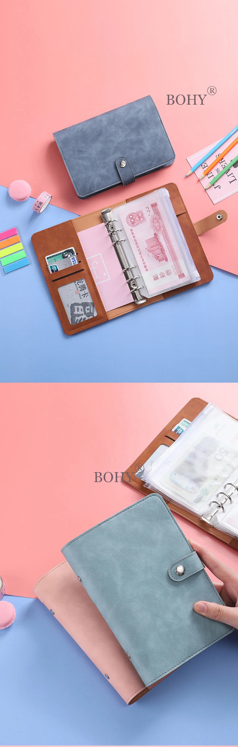 A6 Leather Budget Binder Notebook