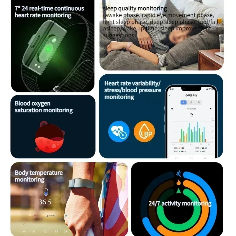 AI Smart Health Bracelet | Blood Pressure, Sleep & Heart Rate Monitor