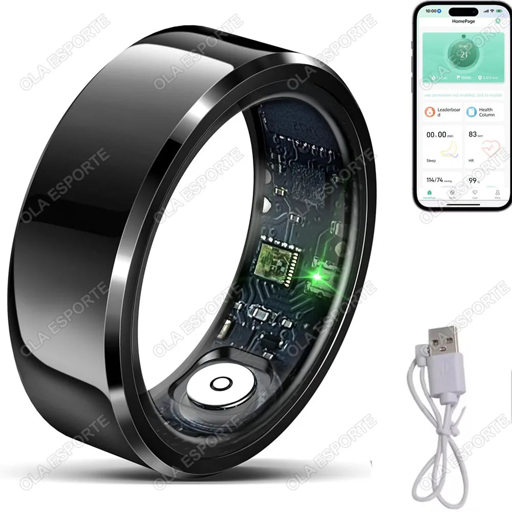 2025 Premium Smart Ring | IP68 Waterproof | Blood Pressure, Heart Rate & Sleep Tracking
