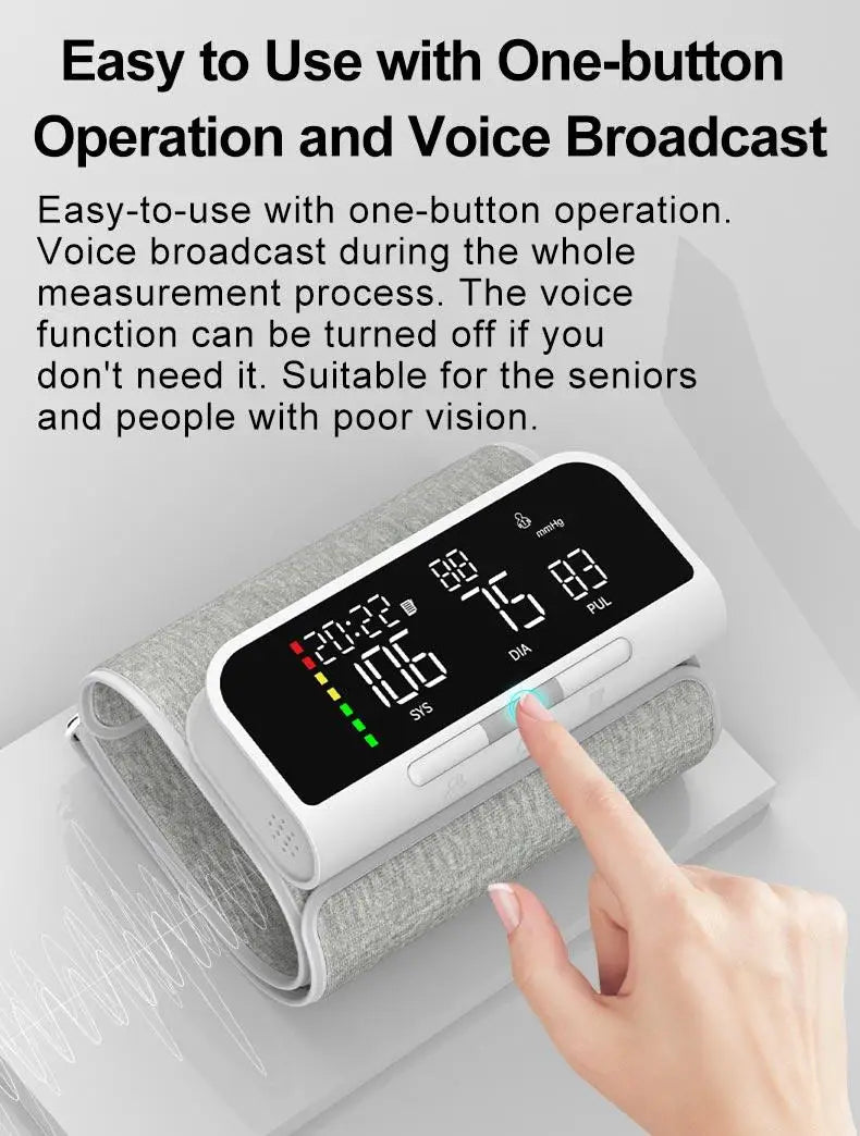 Rechargeable Upper Arm Monitor | 3-Color LCD | English Voice Guidance