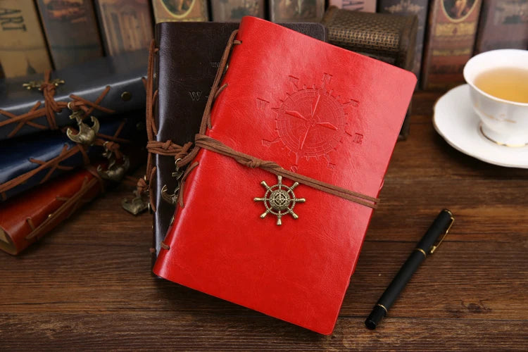 Retro Spiral Vintage Pirate Anchors Leather Note Book
