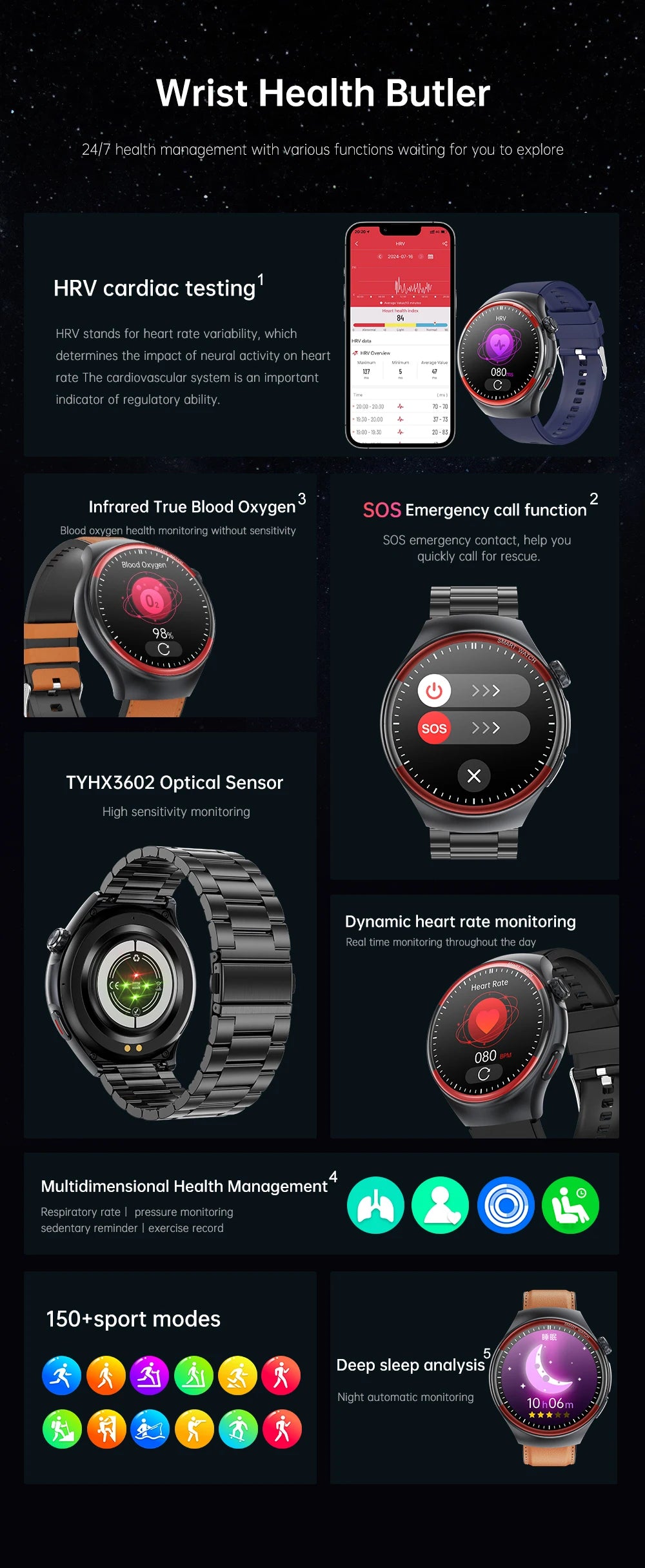 Medical-Grade Smart Watch | Blood Pressure, Heart Rate & Pulse Monitor | Nursing & Healthcare