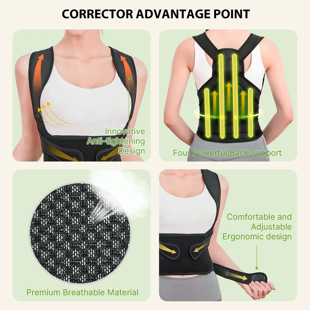 Back Brace and Posture Corrector for Men and Women, Back Straightener Posture Corrector Scoliosis & Hunchback Correction Support