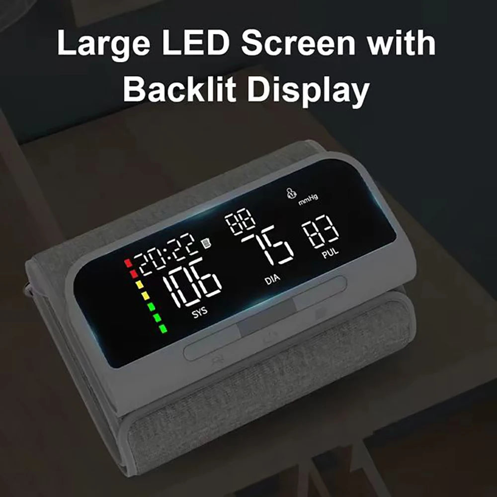 Full Upper Arm Blood Pressure Monitor Rechargeable Digital Three Color LCD large Screen Blood Pressure Monitor With Voice